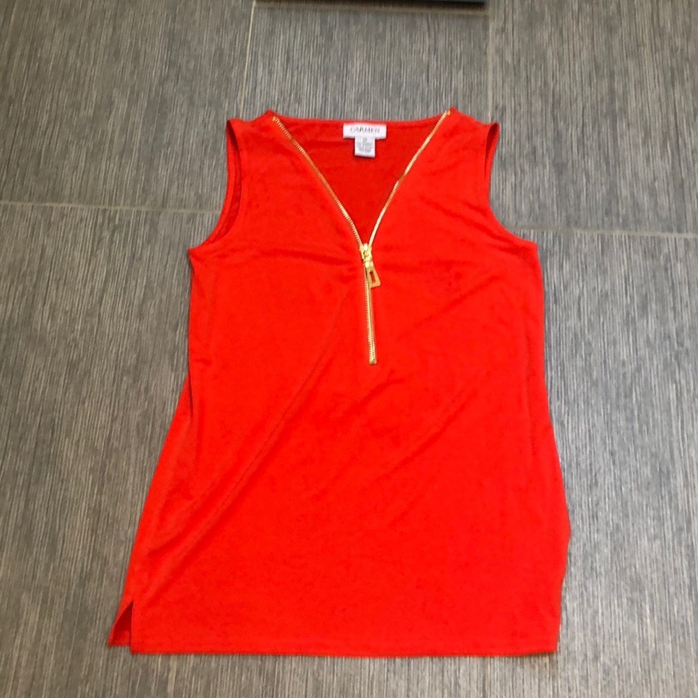 Carmen Marc Volvo XS zipper top orange red- NEW